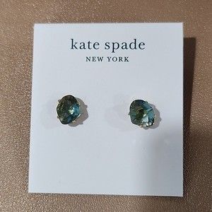 NWT Kate Spade Blue Treasure Trove Pierced Goldtone Earrings